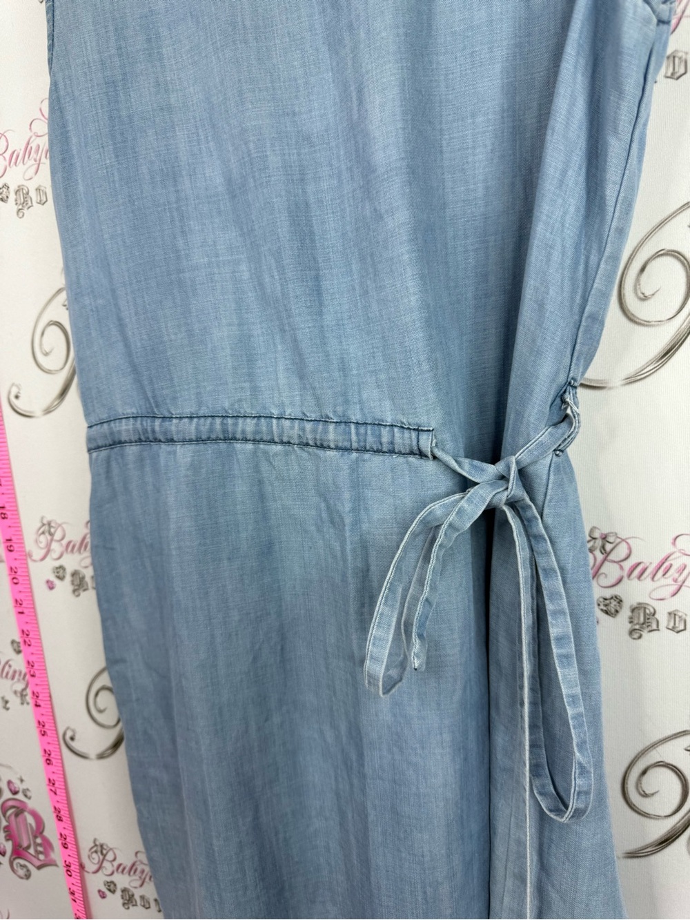 Skies Are Blue dress denim look Light Blue Sleeveless Tie-Waist Chambray Dress - Picture 6 of 11